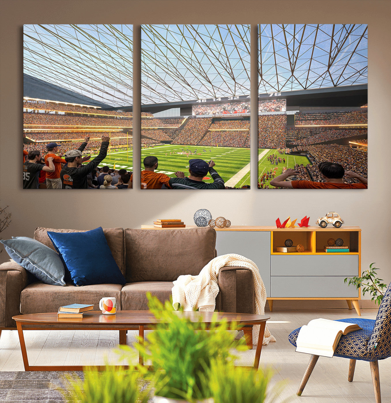 81960112-MGV-CV-36X24-Futuristic Football Stadium Wall Art – Modern Dome Arena Canvas Print, Chicago Bears Concept Design Sports Decor for Man Cave or