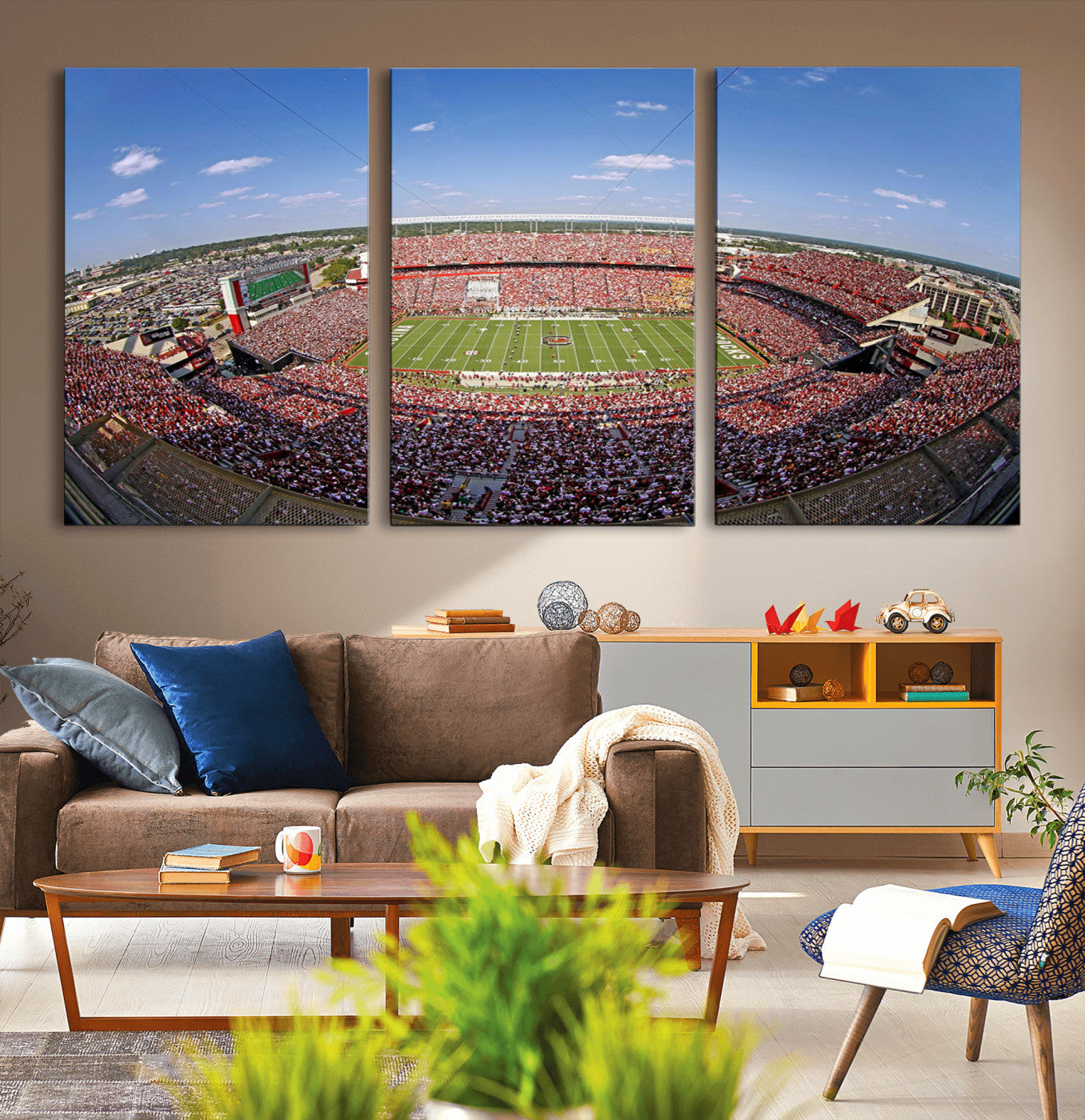 29492070-MGV-CV-36X24-Stadium Wall Art – Panoramic College Football Canvas Print, Game Day Crowd and Field Scene, Sports Photography Decor for Office,