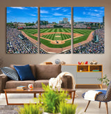 35800083-MGV-CV-36X24-Wrigley Field Baseball Stadium Canvas Wall Art – Packed Crowd Sports Stadium Print, City Skyline Baseball Field Canvas for Game