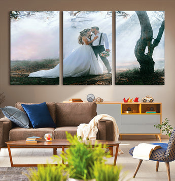 CSTM913-MGV-CV-36X24-Framed Wedding Canvas Print - Custom Wall Art Keepsake for Couples, Elegant Home Decoration Gift, Create Your Own Photo Canvas