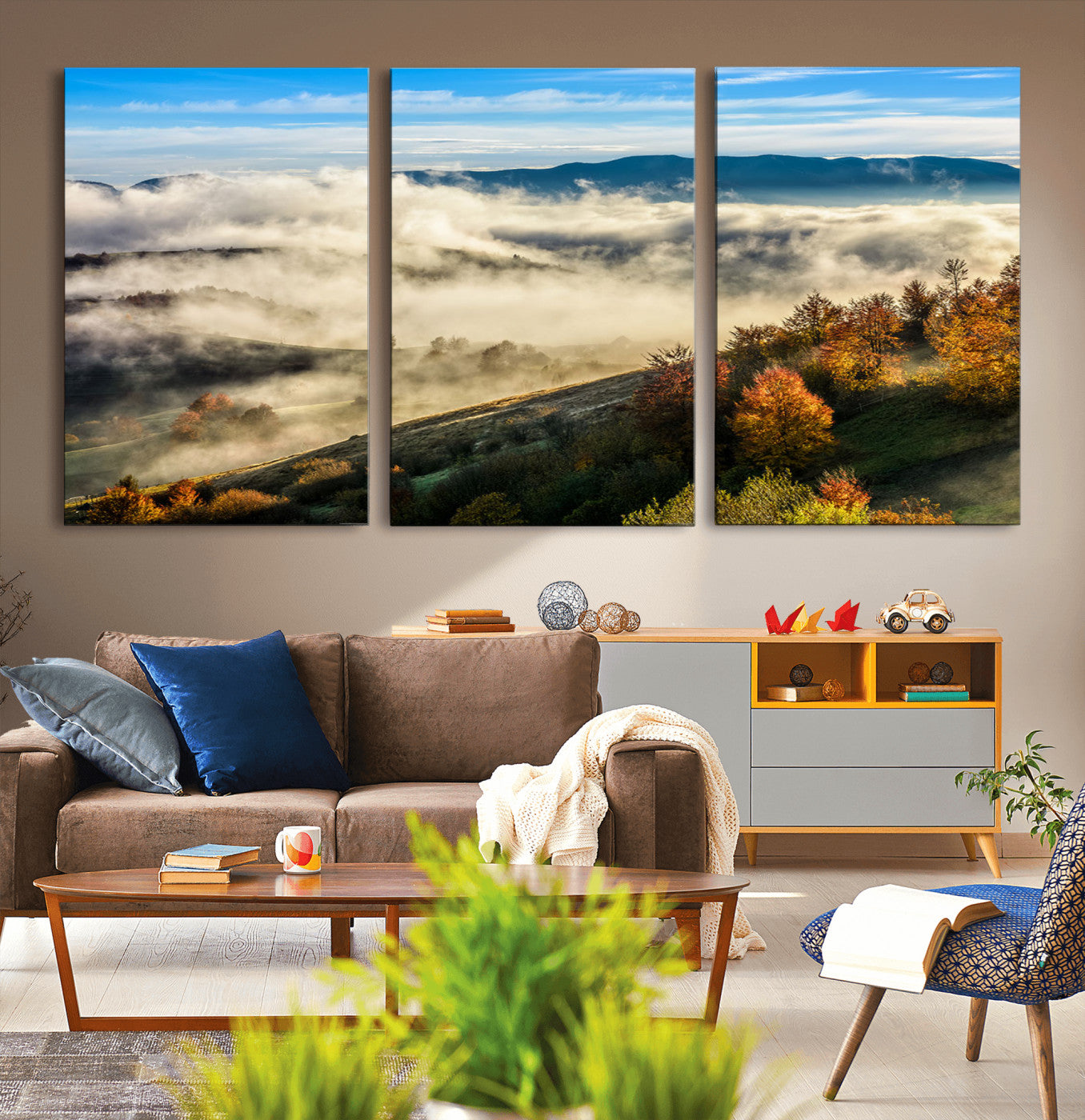 21551192-MGV-CV-36X24-Landscape Wall Art – Autumn Mountain View Canvas Print, Scenic Nature Photography Decor for Bedroom, Living Room, Office, Cabin or