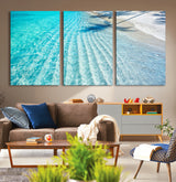 68127042-MGV-CV-36X24-Beach Wall Art – Tropical Ocean Canvas Print, Clear Water and White Sand Photography Decor for Bedroom, Living Room, Office,