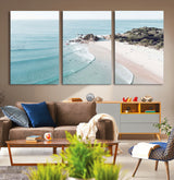 79395467-MGV-CV-36X24-Coastal Wall Art – Aerial Beach Canvas Print, Ocean Waves and Sandy Shore Photography Decor for Bedroom, Living Room, Office,