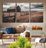 70676381-MGV-CV-36X24-Rustic Barn Wall Art – Weathered Farmhouse Canvas Print, Country Landscape Photography Decor for Bedroom, Living Room, Office,