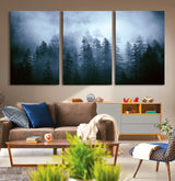 93439624-MGV-CV-36X24-Forest Wall Art – Misty Pine Trees Canvas Print, Moody Nature Photography Decor for Bedroom, Living Room, Office, Cabin, Lodge or