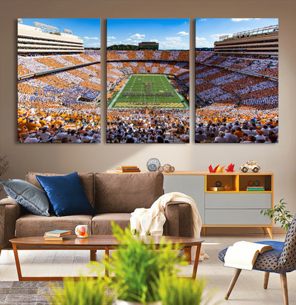 64238859-MGV-CV-36X24-Neyland Stadium Wall Art – Tennessee Volunteers Checkerboard Game Day Canvas Print, College Football Panorama Decor for Man Cave
