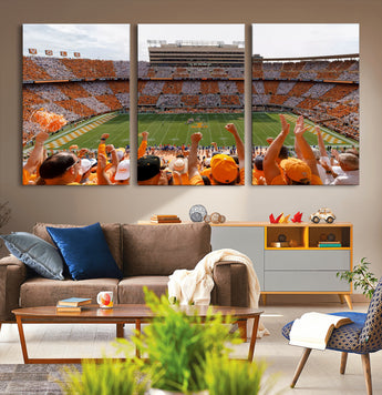 76011417-MGV-CV-36X24-Tennessee Volunteers Wall Art – Neyland Stadium Checkerboard Crowd Canvas Print, Vols Football Game Day Fan Perspective Sports