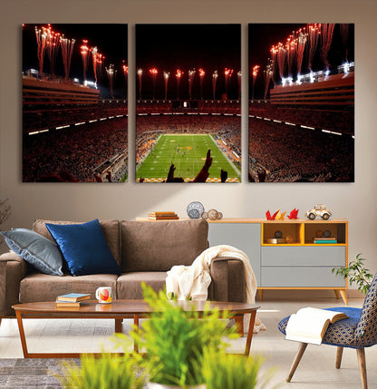 73358115-MGV-CV-36X24-Tennessee Volunteers Wall Art – Neyland Stadium Fireworks Night Game Canvas Print, Vols Football Checkerboard Endzone Sports Decor