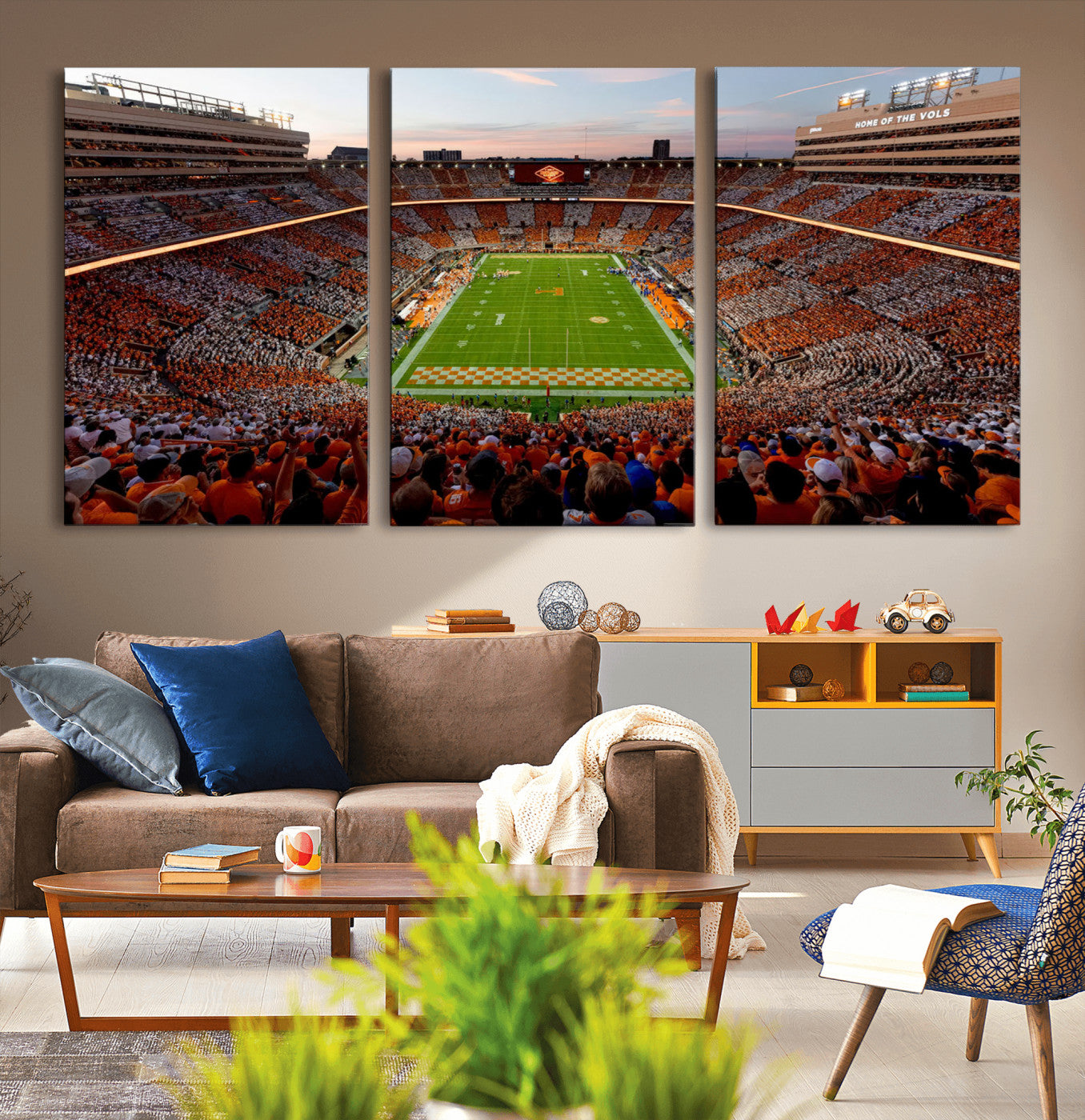 37160229-MGV-CV-36X24-Tennessee Volunteers Wall Art – Neyland Stadium Sunset Checkerboard Game Canvas Print, Vols Football Panorama Sports Decor