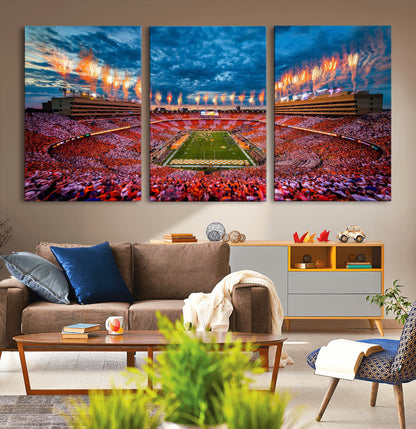 94266219-MGV-CV-36X24-Neyland Stadium Wall Art – Panoramic Tennessee Volunteers Checkerboard Crowd Fireworks Canvas Print, Football Game Day Sports