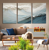 53646-MGV-CV-36X24-Ocean Wave Wall Art Canvas Print, Framed Textured Seascape Art Picture Print, Modern Ocean Perfect Minimal Coastal 2/2 Decor