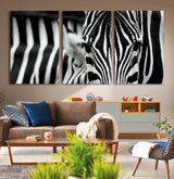 43631-MGV-CV-36X24-Zebra Wall Art – Black & White Safari Wildlife Canvas Print, Modern Animal Photography Decor for Living Room, Office, or Bedroom