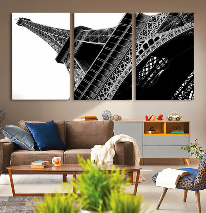 89033-MGV-CV-36X24-Eiffel Tower Wall Art – Dramatic Black and White Architectural Canvas Print, Modern Paris Decor for Office, Living Room or