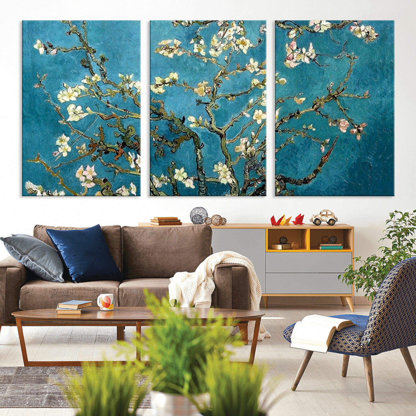 91714-MGV-CV-36X24-Almond Blossoms Wall Art – Handcrafted Van Gogh Inspired Floral Canvas Print, Beautiful Nature Decor for Living Room, Bedroom, or