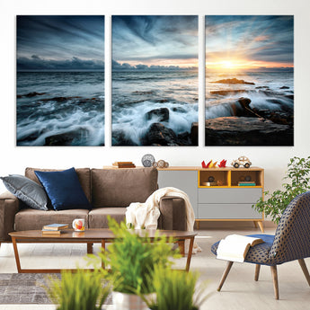 33428-MGV-CV-36X24-Ocean Sunrise Wall Art – Serene Seascape Canvas Print, Coastal Home or Office Decor, Perfect for Living Room, Bedroom, or Study