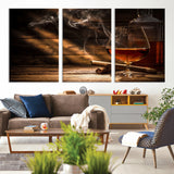 92305-MGV-CV-36X24-Whiskey & Cigar Wall Art – Moody Whiskey and Cigar Canvas Print, Sophisticated Bar or Home Lounge Decor for Office, Man Cave or