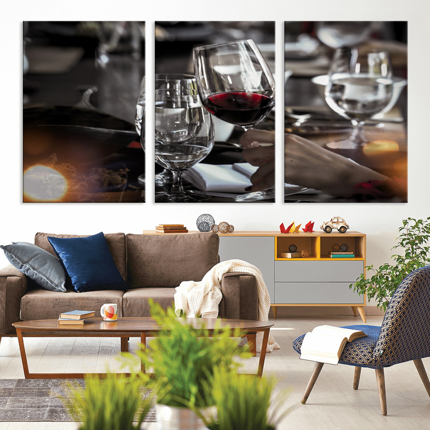 75513-MGV-CV-36X24-Elegant Wine Toast Wall Art – Close-Up Red Wine Glass at Dinner Table Canvas Print, Sophisticated Dining Room or Bar Decor