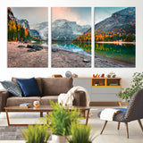 25982-MGV-CV-36X24-Autumn Mountain Lake Wall Art – Panoramic Fall Foliage and Snowy Peaks Canvas Print, Scenic Nature Decor for Living Room or Office