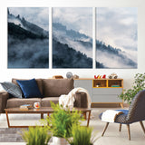 85737-MGV-CV-36X24-Misty Mountain Wall Art – Atmospheric Pine Forest Canvas Print with Fog and Mist, Calm Nature Decor for Living Room, Bedroom,