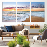 39560-MGV-CV-36X24-Sunrise Beach Wall Art – Vibrant Ocean Waves and Golden Sand Canvas Print, Seaside Coastal Decor for Living Room, Bedroom or