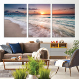 71849-MGV-CV-36X24-Sunrise Ocean Beach Wall Art – Serene Seascape Canvas Print with Gentle Waves, Coastal Nature Decor for Bedroom, Living Room or