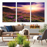 49741-MGV-CV-36X24-Mountain Sunrise Wall Art – Vibrant Floral Landscape Canvas Print, Nature Home Decor for Living Room, Bedroom Office or Cabin