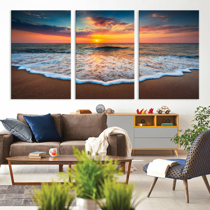 87032-MGV-CV-36X24-Ocean Sunset Wall Art – Stunning Beach Canvas Print with Vibrant Sky, Calm Waves, and Golden Horizon, Perfect Coastal Decor for