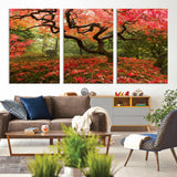 73343-MGV-CV-36X24-Autumn Maple Wall Art – Panoramic Vibrant Red Maple Tree Canvas Print, Seasonal Nature Decor for Office, Living Room or Garden