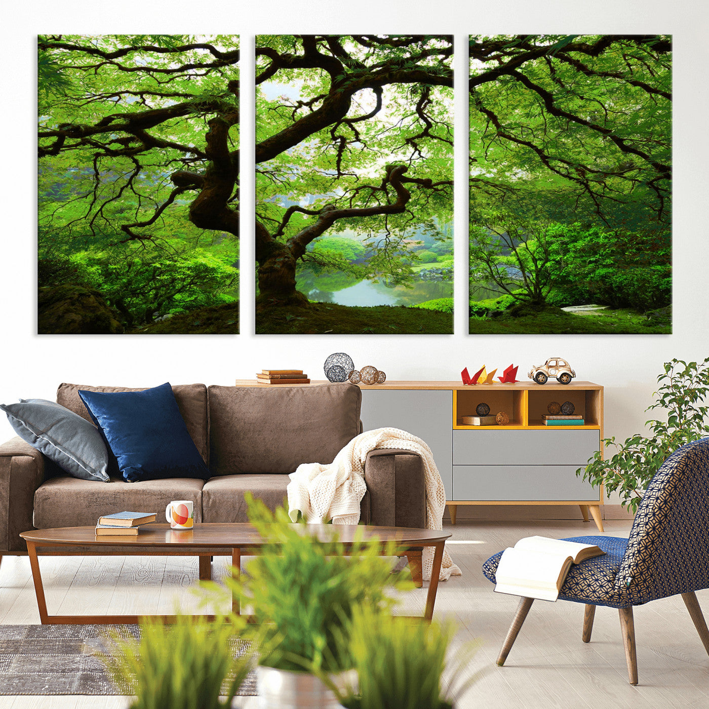 18094-MGV-CV-36X24-Emerald Canopy Wall Art – Panoramic Lush Green Tree Canvas Print, Serene Nature Decor for Office, Living Room or Meditation Space