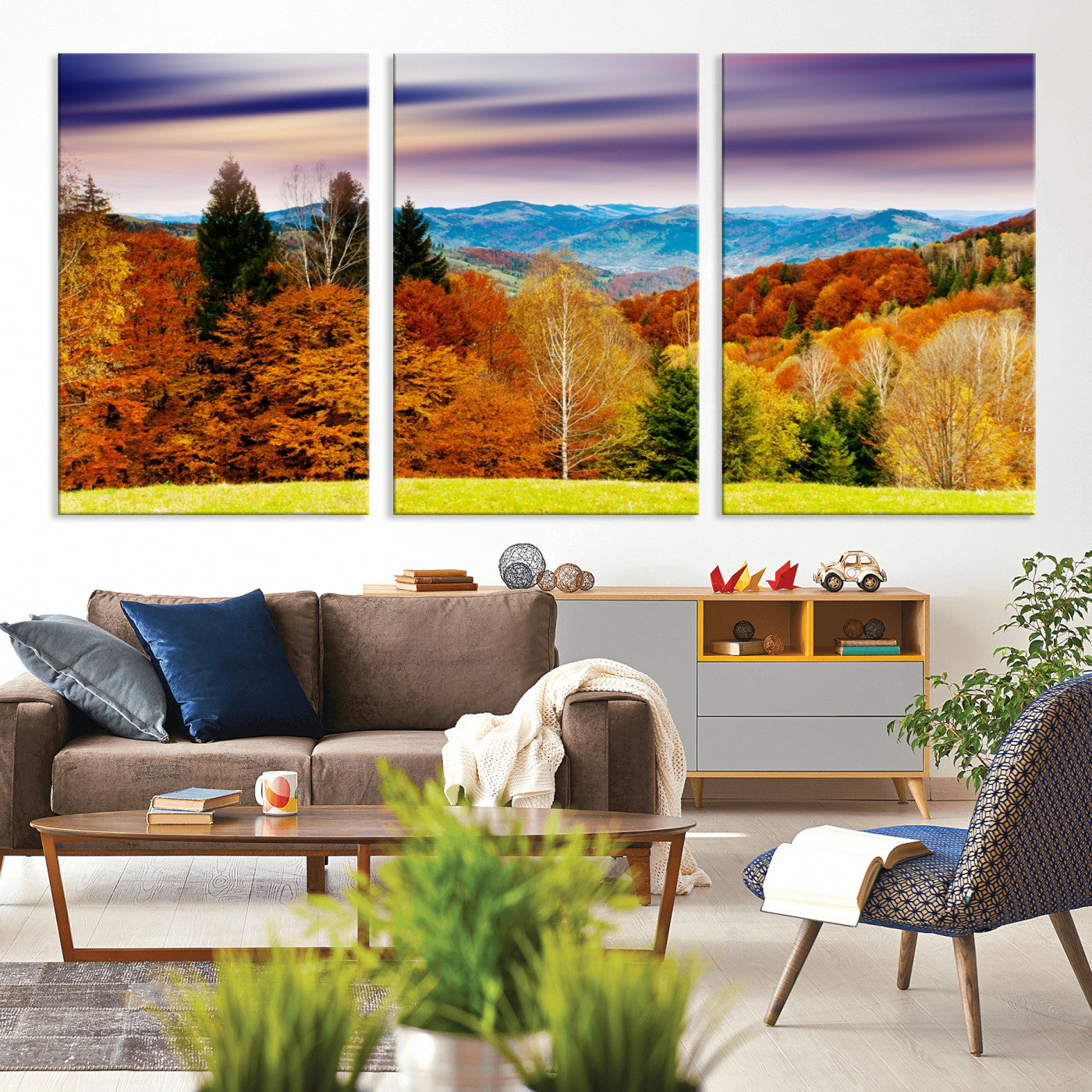 58007-MGV-CV-36X24-Autumn Mountain Landscape Wall Art – Stunning Fall Forest Canvas Print, Cozy Nature Decor for Home or Office