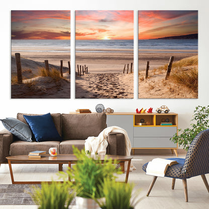 78111-MGV-CV-36X24-Sunset Pathway Wall Art – Panoramic Coastal Canvas Print, Tranquil Beach Decor for Living Room, Office or Bedroom