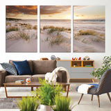 61246-MGV-CV-36X24-Coastal Sand Dunes Wall Art – Serene Beach Sunset Canvas Print with Grasses and Ocean View, Tranquil Seaside Decor for Living Room