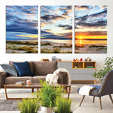 39645-MGV-CV-36X24-Golden Beach Sunset Wall Art – Serene Ocean Horizon Canvas Print, Coastal Nature Landscape Decor for Living Room, Bedroom or