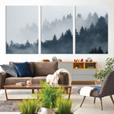 23671-MGV-CV-36X24-Misty Forest Wall Art – Serene Foggy Pine Trees Landscape Canvas Print, Tranquil Nature Decor for Living Room, Bedroom or Office