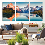 88453-MGV-CV-36X24-Mountain Lake Wall Art – Snow-Capped Peaks Reflected in Alpine Water Canvas Print, Nature Landscape Wall Decor for Living Room or