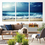 84116-MGV-CV-36X24-Ocean Wave Wall Art – Blue Sea and Beach Canvas Print, Coastal Seascape Photography Artwork for Living Room, Bedroom, or Office