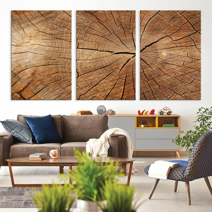 61710-MGV-CV-36X24-Tree Rings Wall Art – Rustic Wood Grain Canvas Print of Tree Trunk Cross Section, Nature Inspired Decor for Cabin, Office, Living