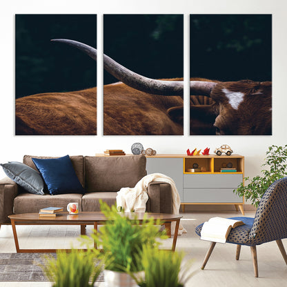 55197-MGV-CV-36X24-Texas Longhorn Wall Art – Rustic Western Bull Horn Canvas Print and Farmhouse Country Animal Decor for Living Room, Office or