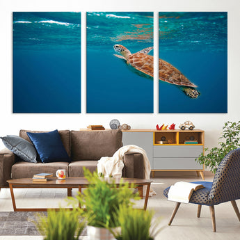 91440-MGV-CV-36X24-Sea Turtle Wall Art – Ocean Turtle Canvas Print, Underwater Marine Life Decor for Living Room, Office, Beach House or Bathroom