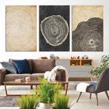 77785-MGV-CV-36X24-Tree Ring Abstract Wall Art – Rustic Wood Growth Pattern Canvas Prints, Modern Nature-Inspired Decor for Living Room or Office