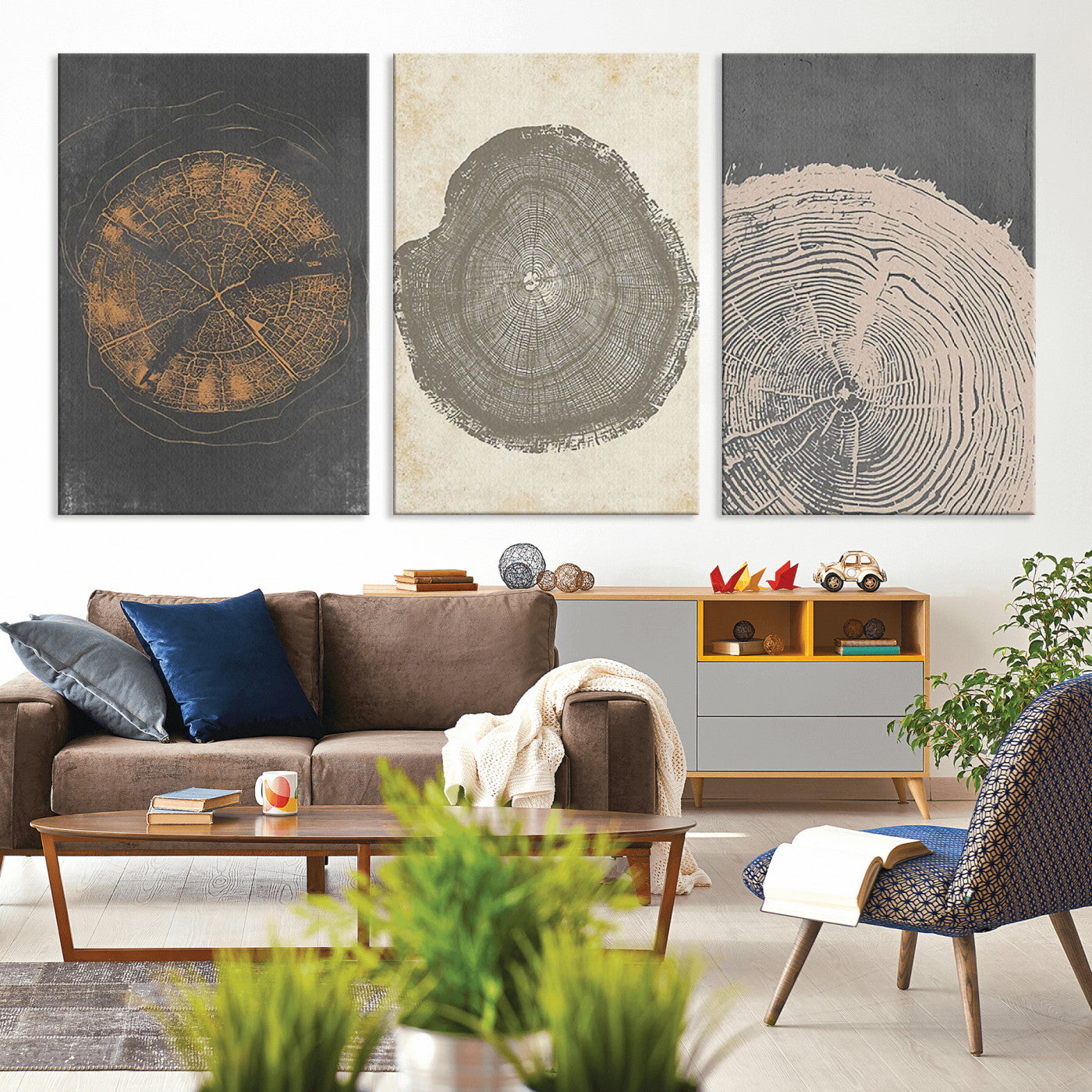 80725-MGV-CV-36X24-Wood Tree Rings Wall Art Canvas Print, Framed Tree Rings Art Picture Print, Abstract Tree Rings Perfect Modern Boho Decor Artwork
