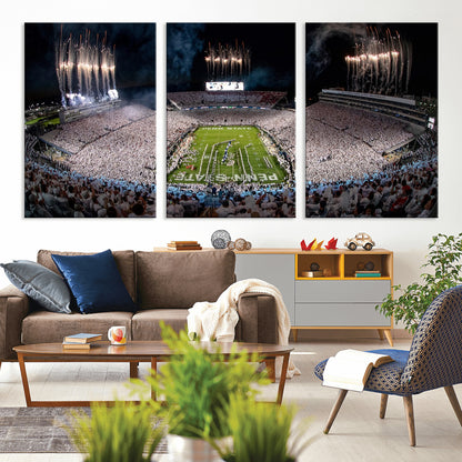 11391-MGV-CV-36X24-Penn State Stadium Wall Art – Panoramic White Out Football Game Canvas Print, College Sports Decor for Office, Man Cave, or Living