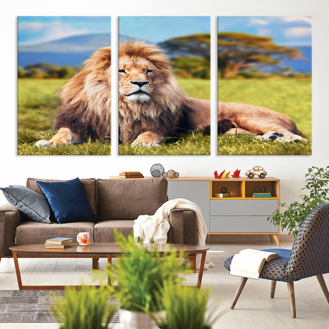 67826-MGV-CV-36X24-Majestic Lion Wall Art – King of the Jungle Canvas Print, Safari Wildlife Decor for Living Room, Office, or Man Cave