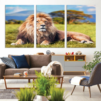67826-MGV-CV-36X24-Majestic Lion Wall Art – King of the Jungle Canvas Print, Safari Wildlife Decor for Living Room, Office, or Man Cave