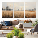38193-MGV-CV-36X24-Golden Meadow Wall Art – Serene Grassland Landscape Canvas Print, Rustic Nature Decor for Bedroom, Living Room or Farmhouse