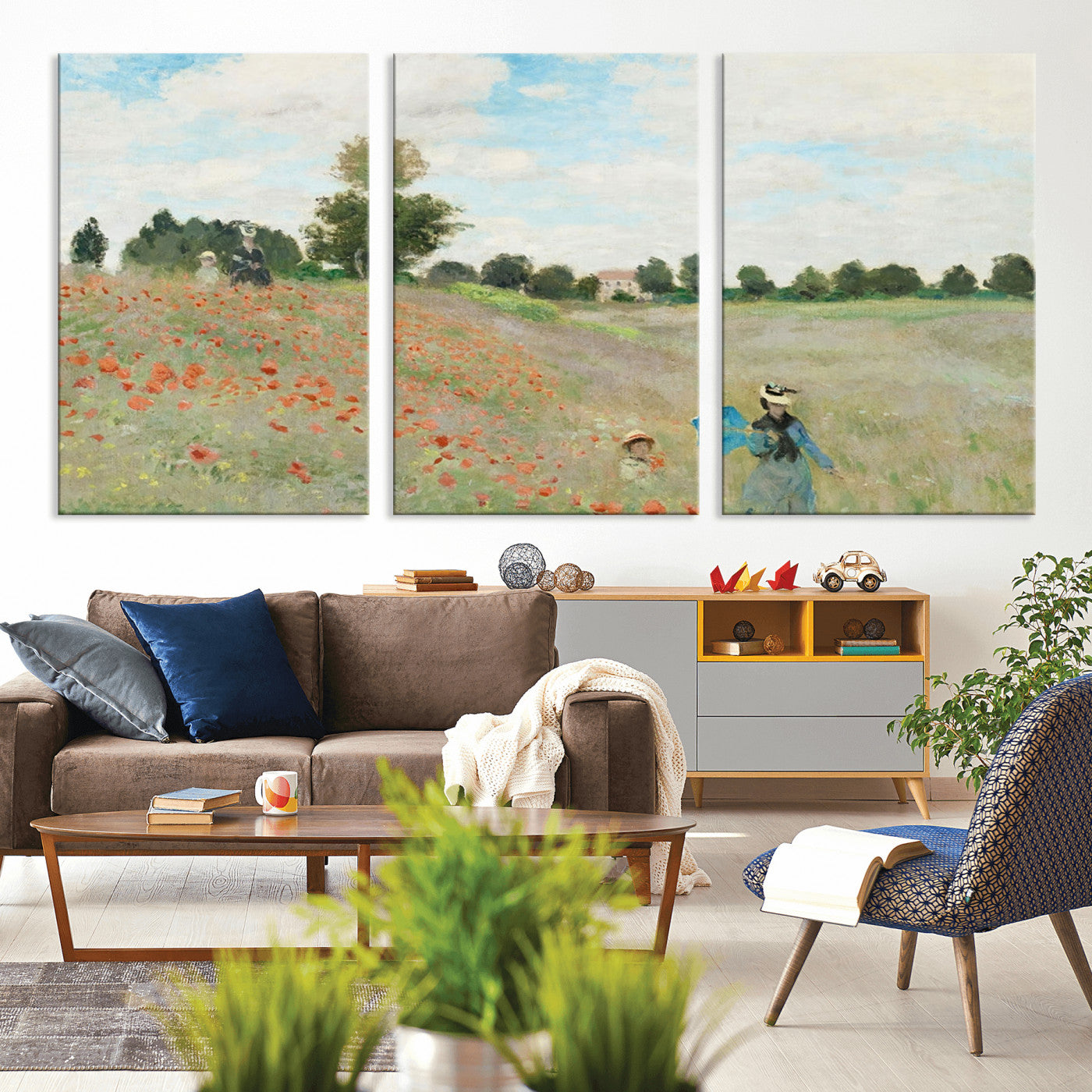74890-MGV-CV-36X24-Monet Poppy Field Wall Art – Impressionist Landscape Canvas Print, Classic French Artwork for Living Room, Bedroom or Office Decor