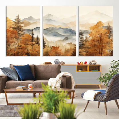 72950-MGV-CV-36X24-Autumn Mountain Forest Wall Art – Golden Fall Landscape Canvas Print, Nature-Inspired Home Decor for Living Room, Bedroom or