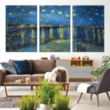 94605-MGV-CV-36X24-Starry Night Over the Rhone Wall Art – Vincent van Gogh Canvas Print, Famous Impressionist Painting for Living Room, Office