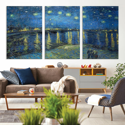 94605-MGV-CV-36X24-Starry Night Over the Rhone Wall Art – Vincent van Gogh Canvas Print, Famous Impressionist Painting for Living Room, Office