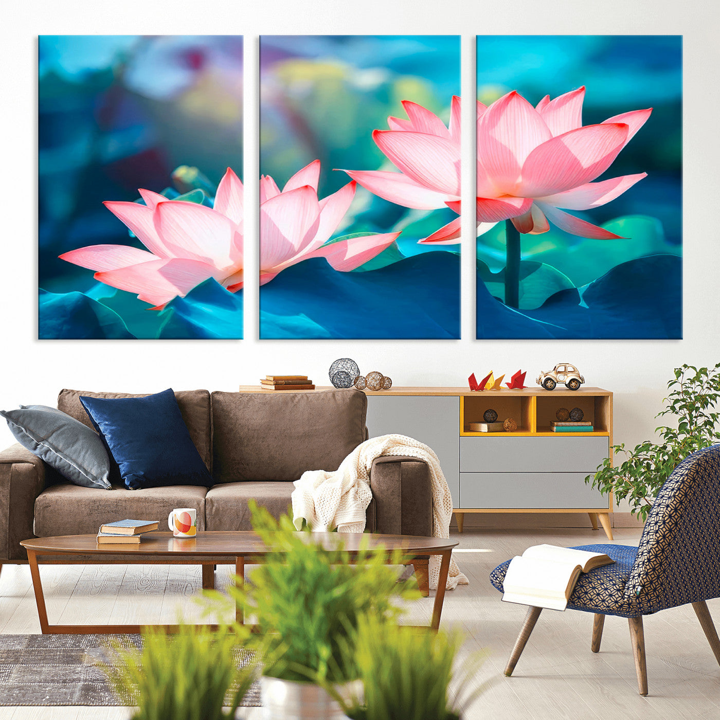 32559-MGV-CV-36X24-Lotus Flower Wall Art – Pink Water Lily Canvas Print, Tranquil Nature Decor for Living Room, Bedroom or Meditation Space